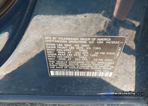 2022 Volkswagen Atlas Cross Sport 3.6L V6 Sel Premium R-Line из США, поврежденный, VIN 1V2FE2CA8NC217313